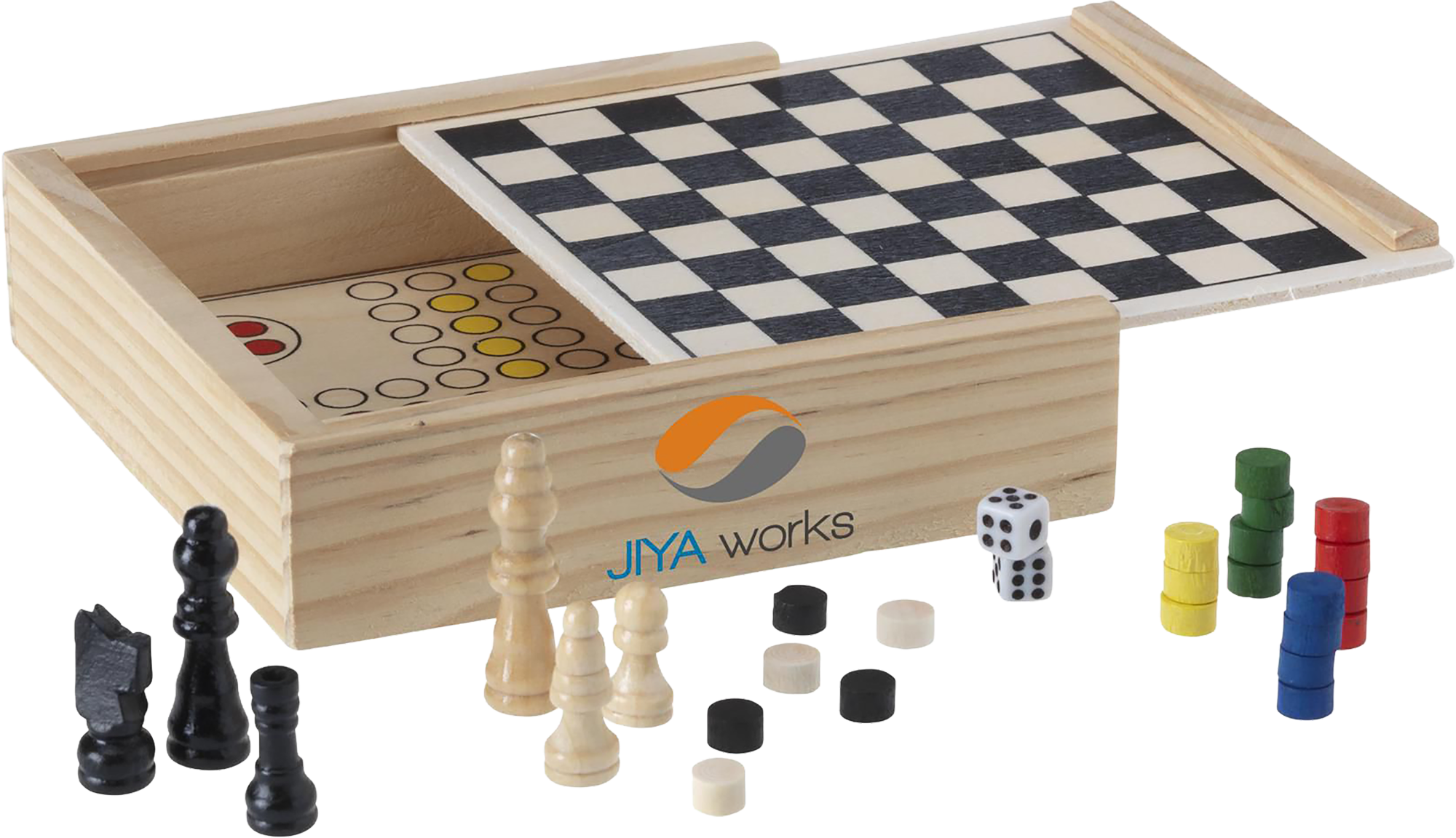Picture of Wooden 5-in-1 game set