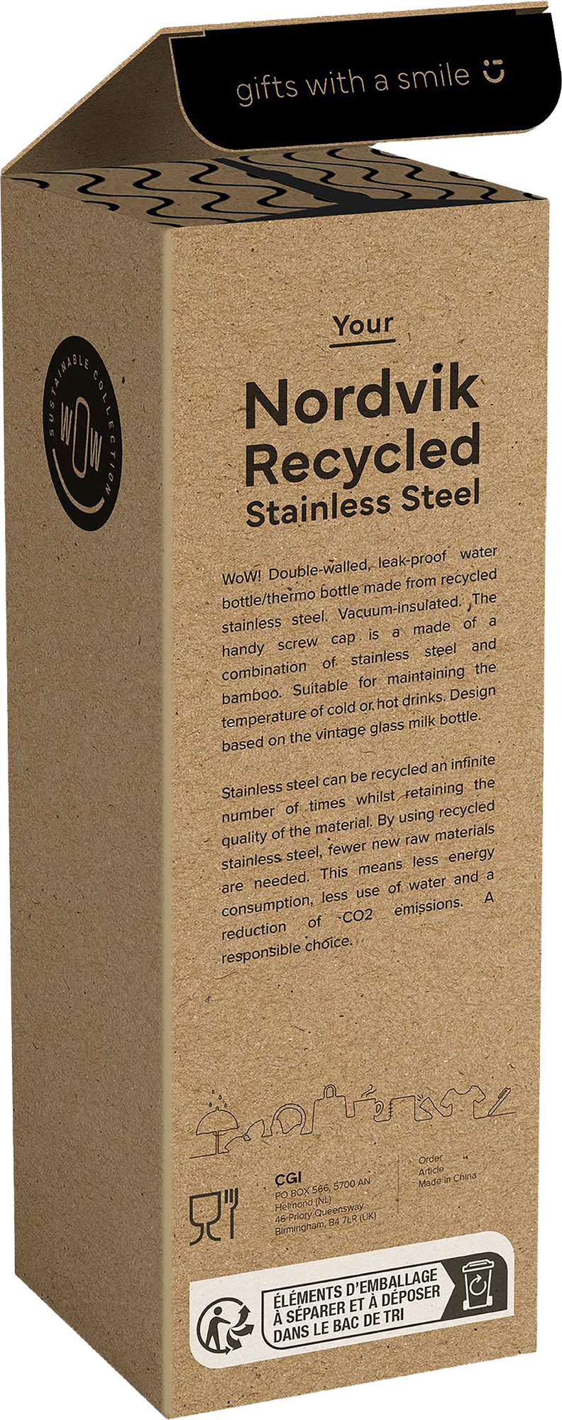 Picture of Recycled stainless steel double walled bottle (500ml)