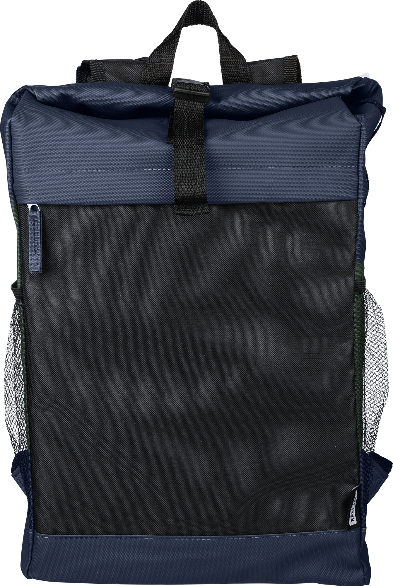 Picture of RPET polyester roll-top backpack.