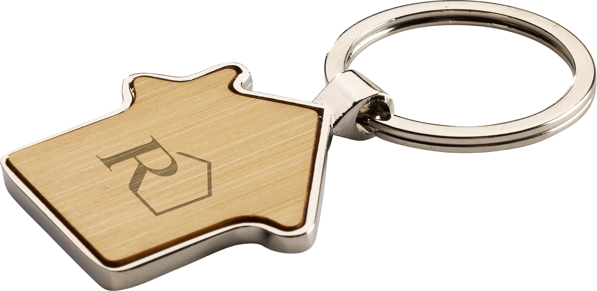 Picture of House shape bamboo and metal keyring