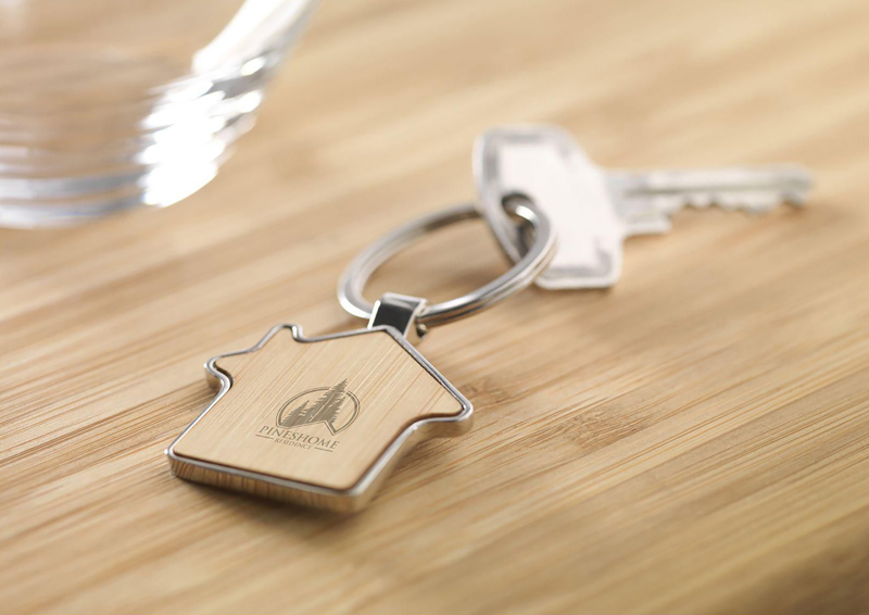 House shape bamboo and metal keyring 261364_823 (Bamboo)