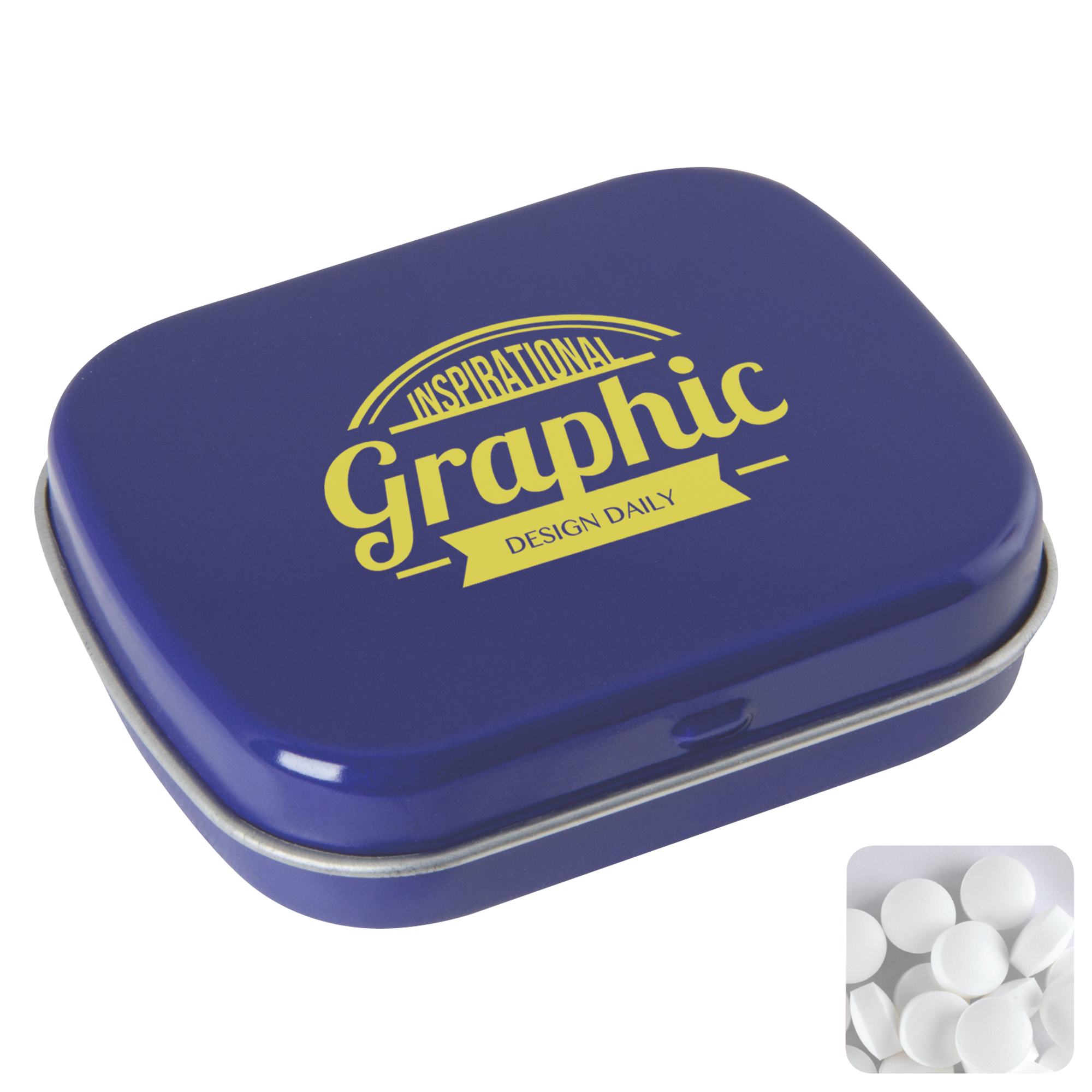 Picture of Flat hinged tin with dextrose mints