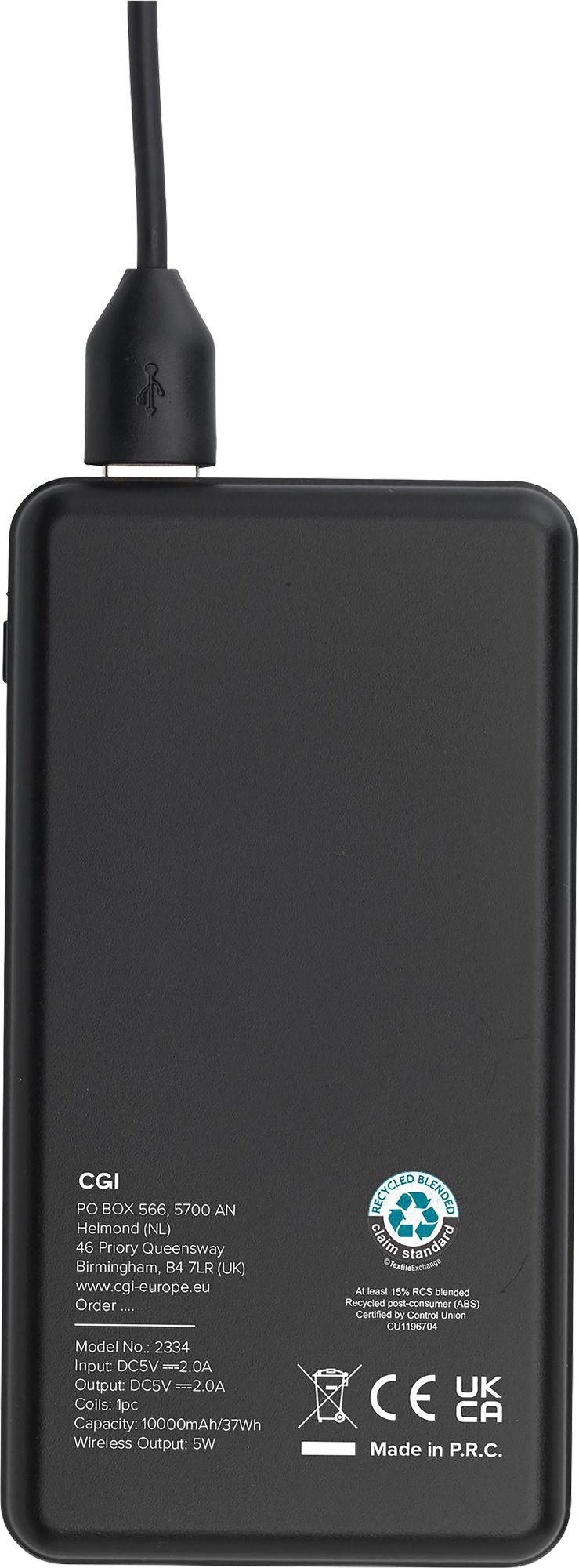 Picture of Recycled ABS & bamboo wireless power bank (10,000mAh)