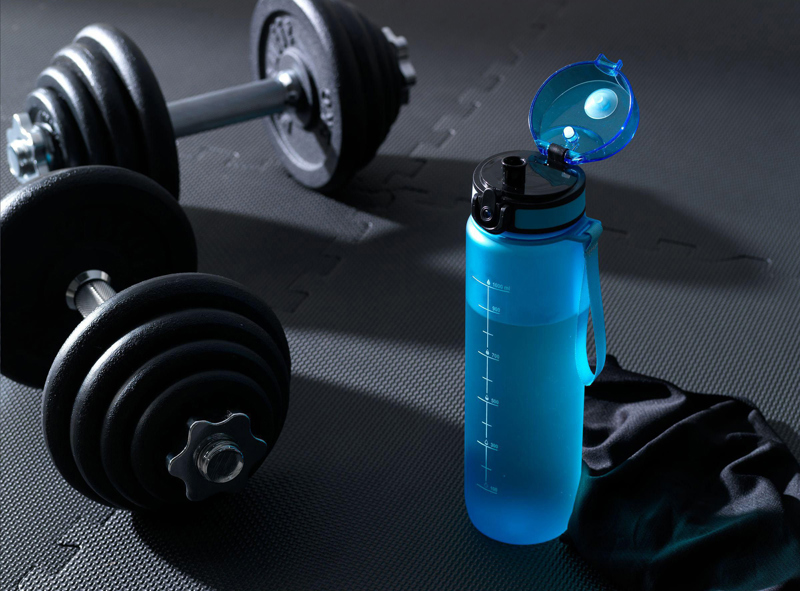 Transparent bottle with measurements (1000ml) 262745_005 (Blue)