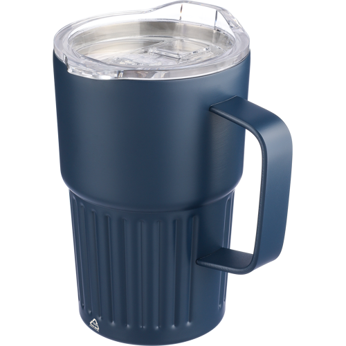 Recycled stainless steel double walled travel mug (450ml) - View 1