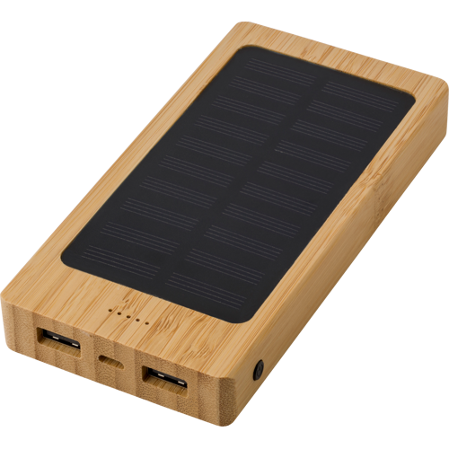 Bamboo solar power bank. (8000 mAh)