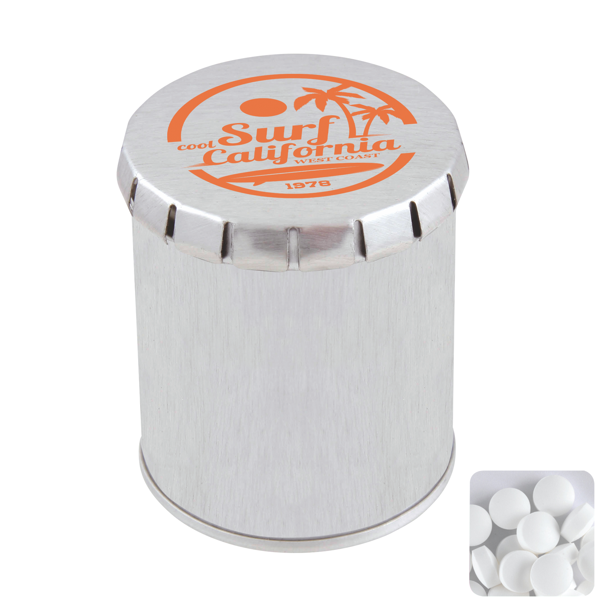 Picture of Tall round click tin with dextrose mints
