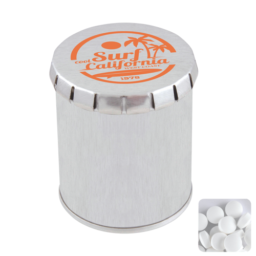 Tall round click tin with dextrose mints