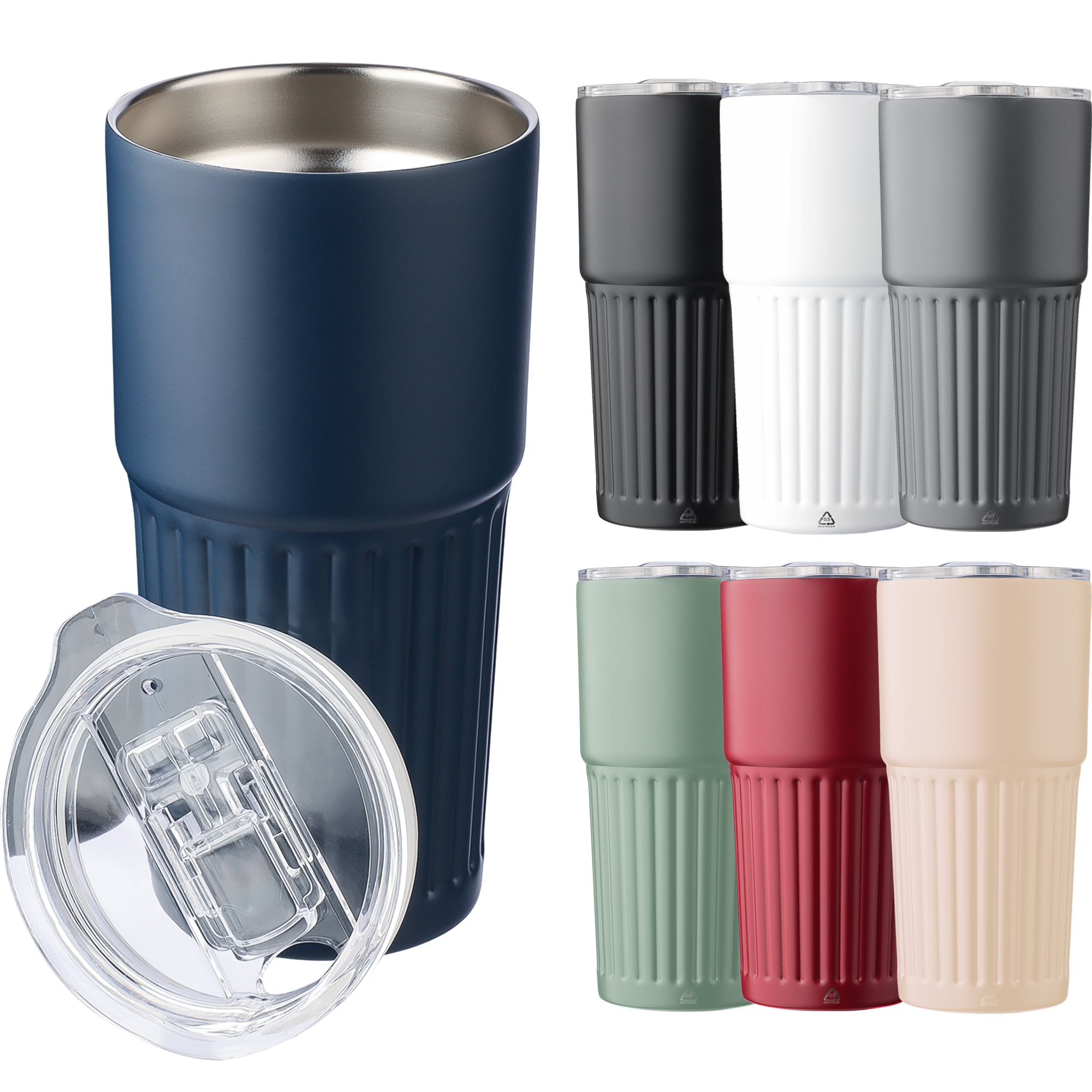 Recycled stainless steel double walled drinking mug (500ml)