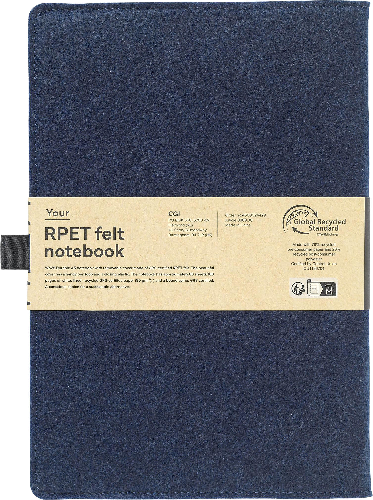 Picture of RPET felt notebook (approx A5)