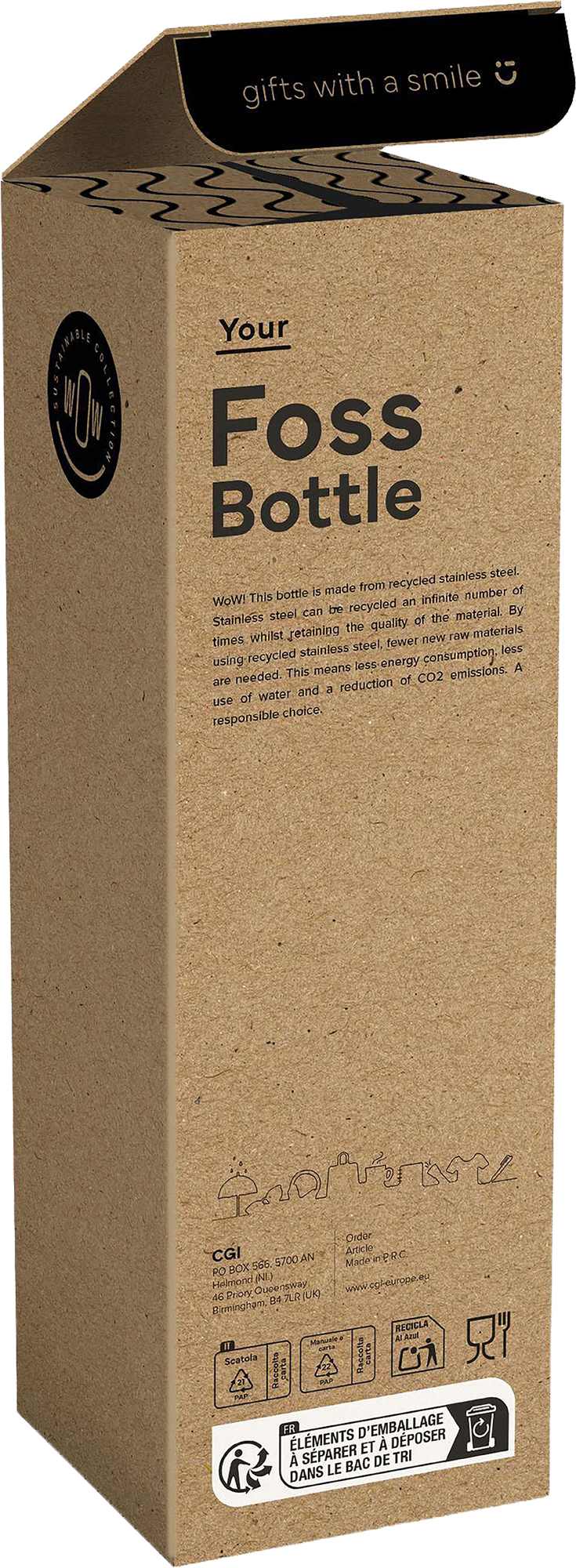 Picture of Recycled stainless steel double walled bottle (600ml)