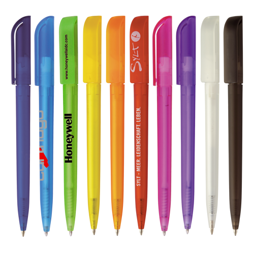 Twist action frosted plastic ballpen
