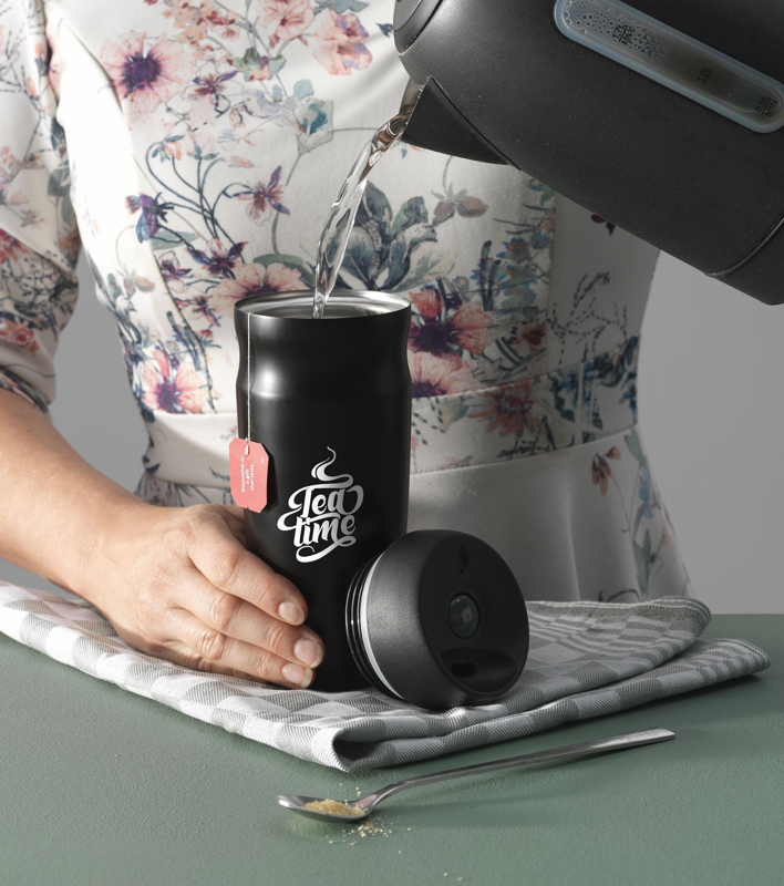 Recycled steel double walled travel mug (450ml)  266091_001 (Black)
