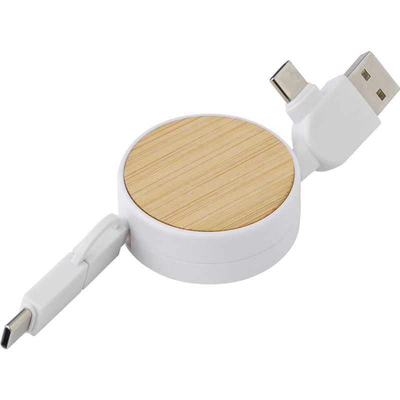 Bamboo extendable charging cable