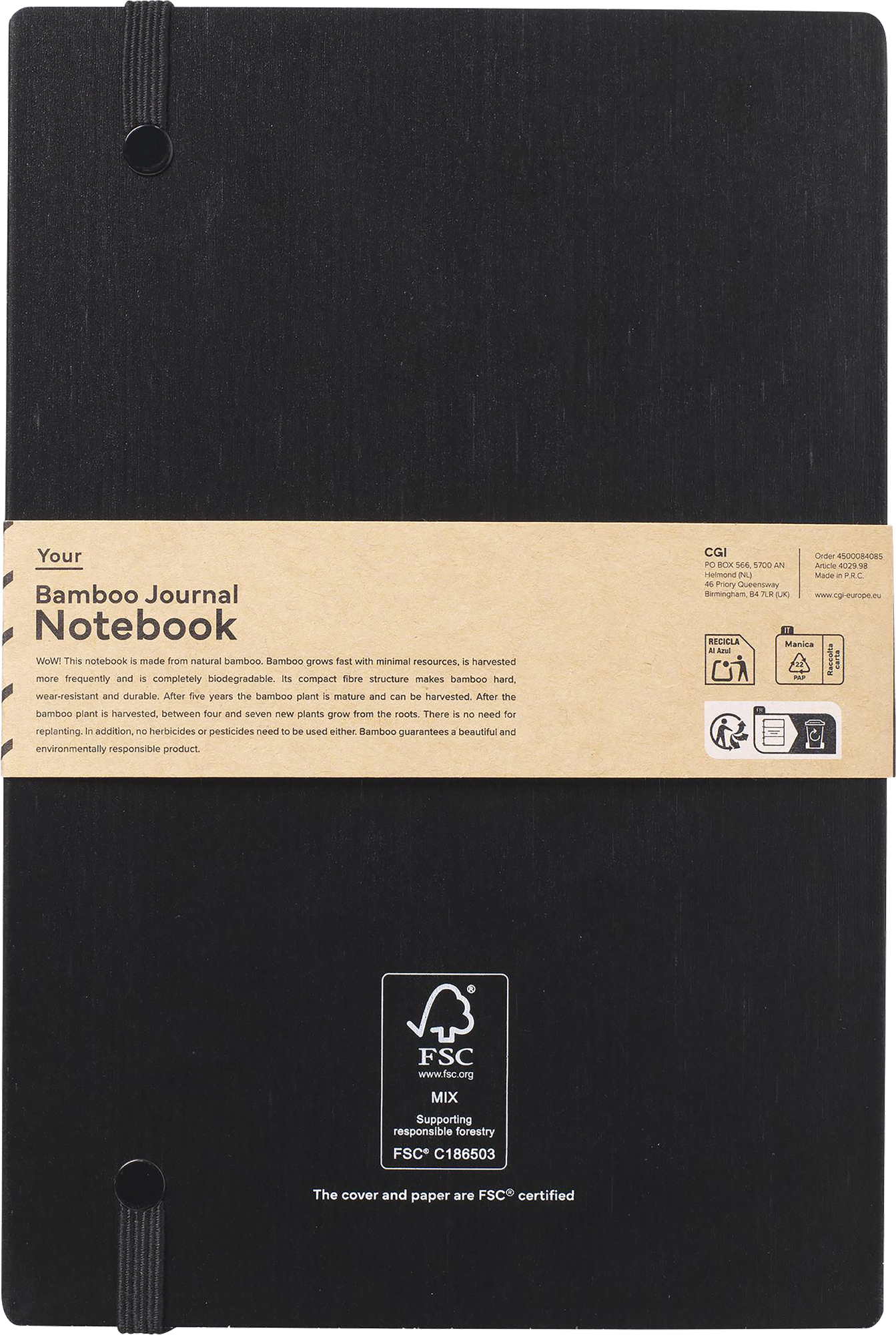 Picture of Bamboo cover notebook with naked spine (approx. A5)