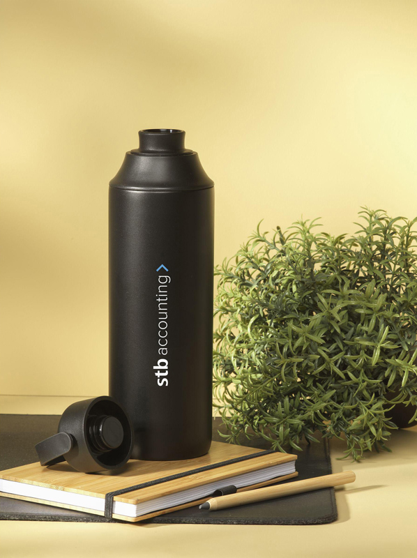 Recycled stainless steel double walled bottle (600ml) 262502_001 (Black)