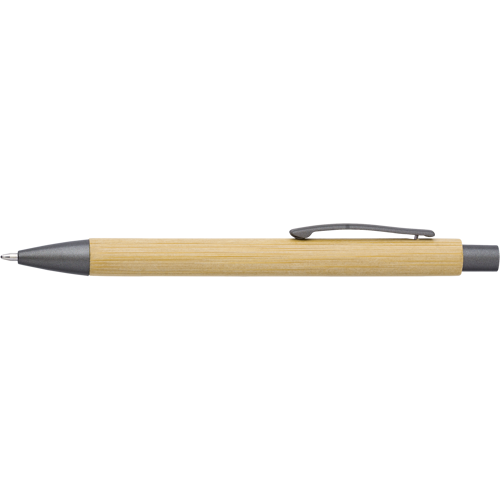 Bamboo and plastic ballpen. Blue ink.