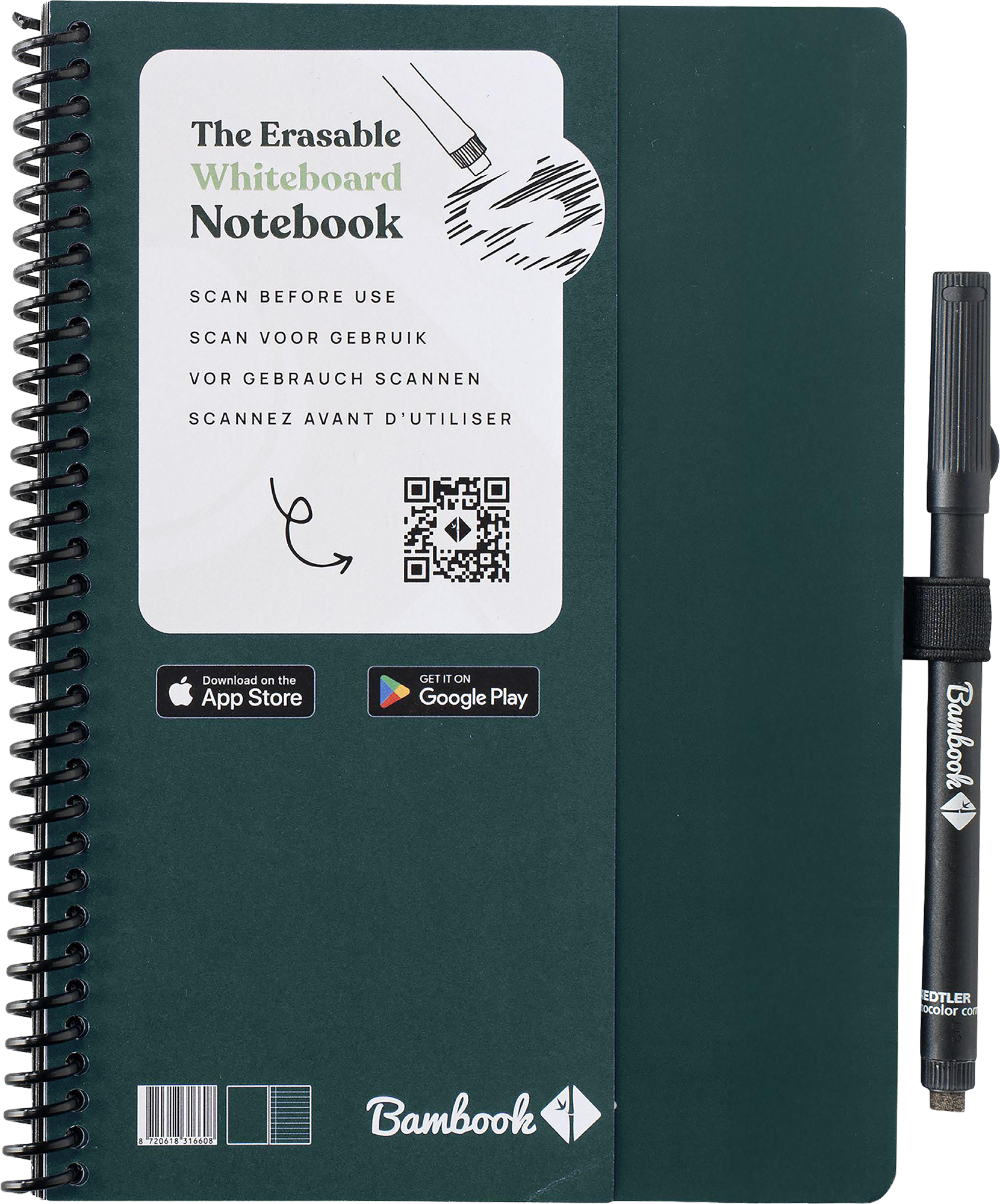 Picture of Bambook notebook with dot grid paper & pen loop (approx. A5)