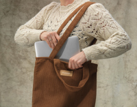 Recycled corduroy laptop bag 1475952_011 (Brown)