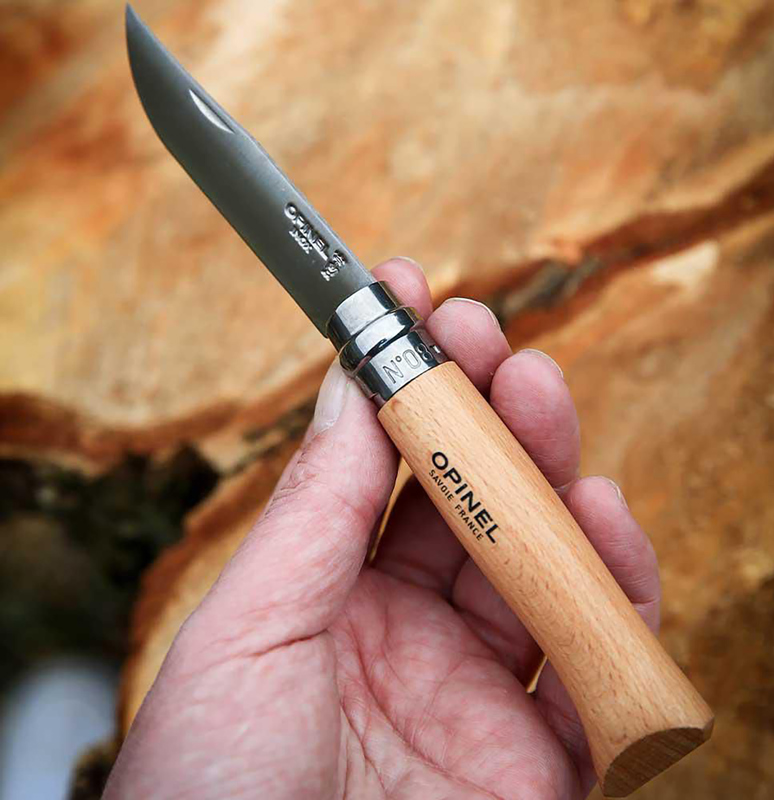 Opinel Inox No 08 pocket knife in a belt pouch 263513_945 (Wood)