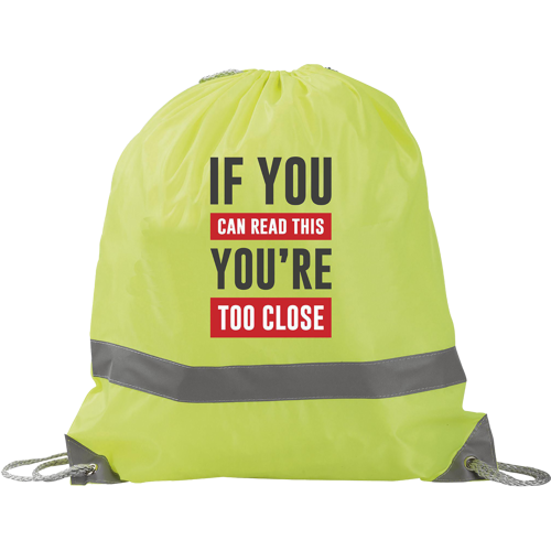 Drawstring bag with reflective strip