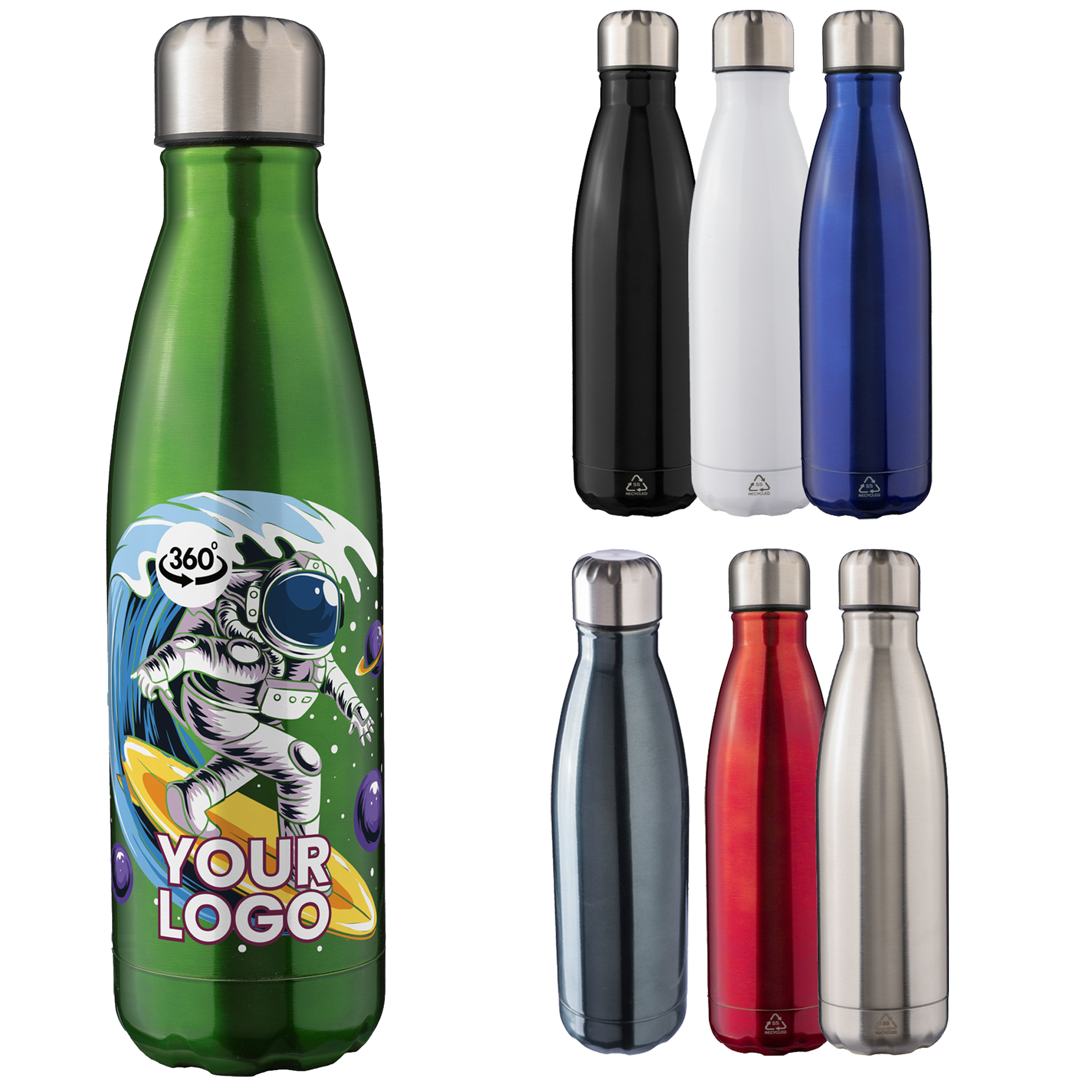 Recycled stainless steel double walled bottle (500ml)