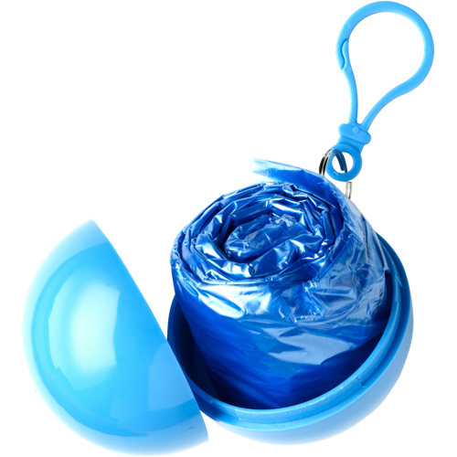Poncho in a plastic ball