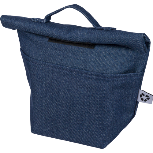 Recycled denim cooler roll-top bag