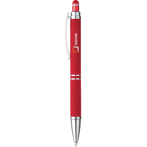 Soft touch aluminium ballpen with stylus