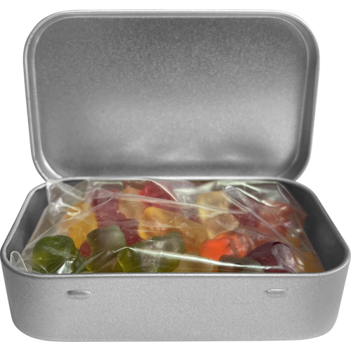 Large flat hinged tin with Haribo gold bears