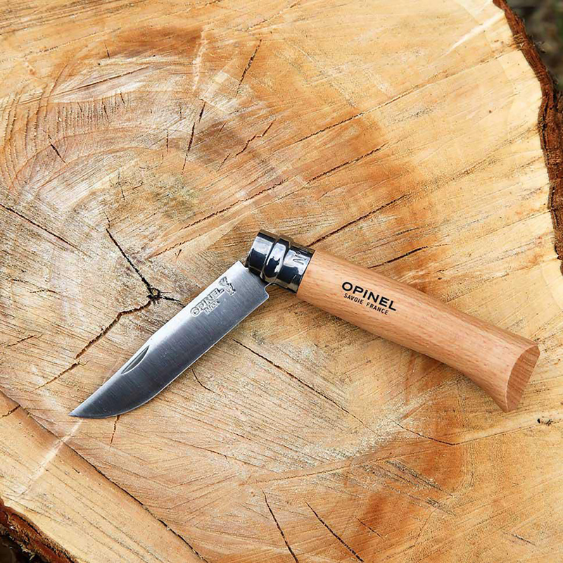 Opinel Inox No 08 pocket knife in a belt pouch 263513_945 (Wood)