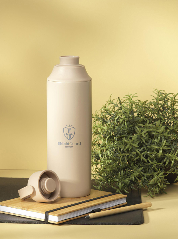 Recycled stainless steel double walled bottle (600ml) 262502_357 (Beige)