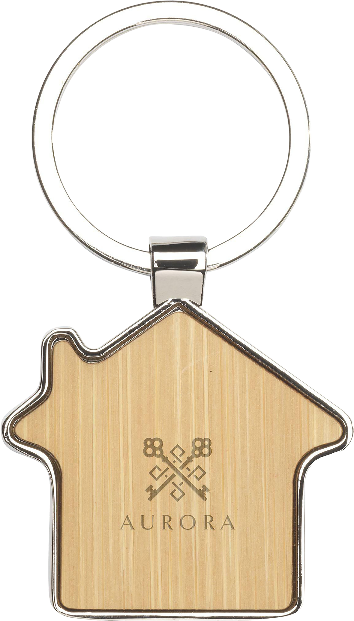 Picture of House shape bamboo and metal keyring
