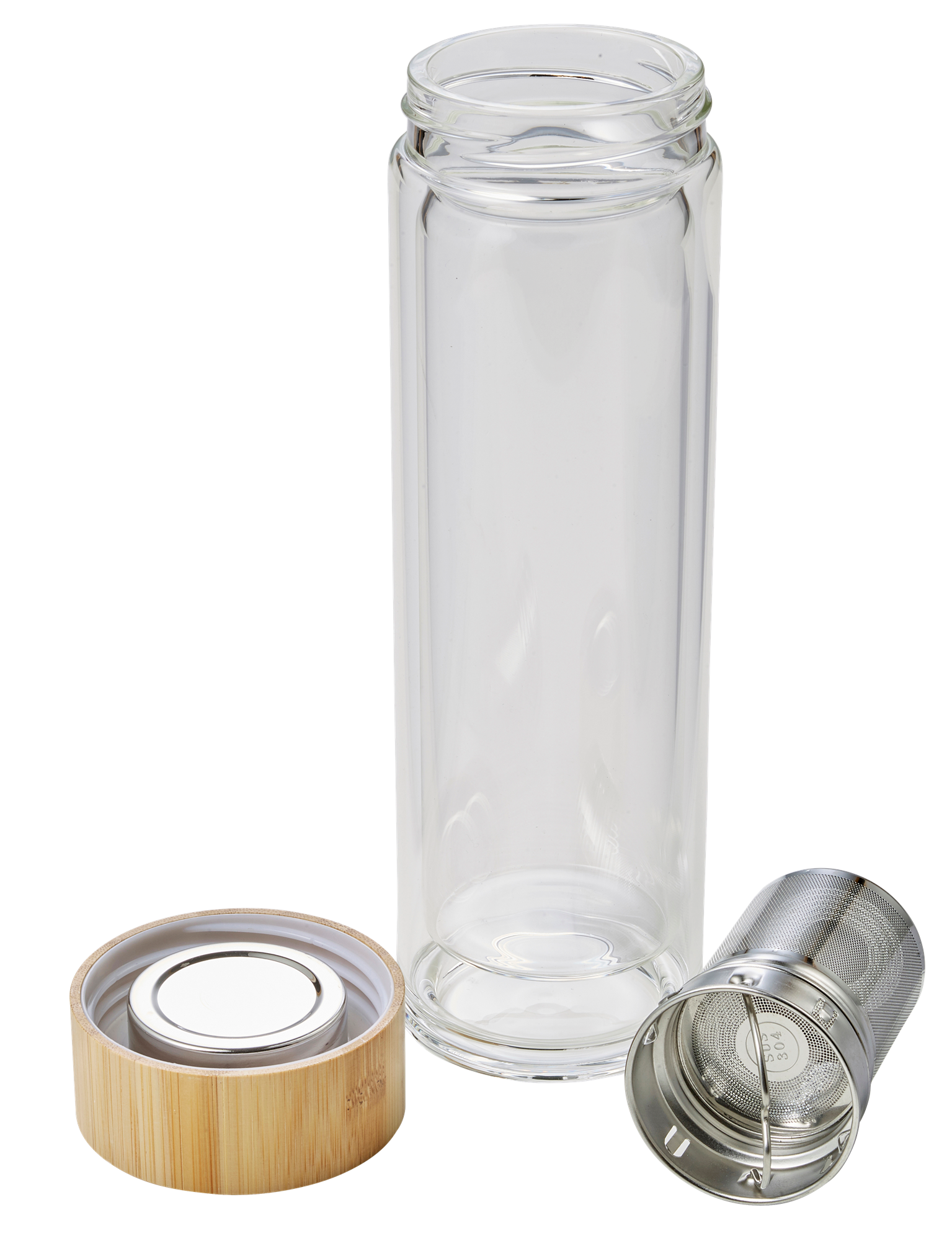 Picture of Glass and bamboo bottle with tea infuser (420ml)