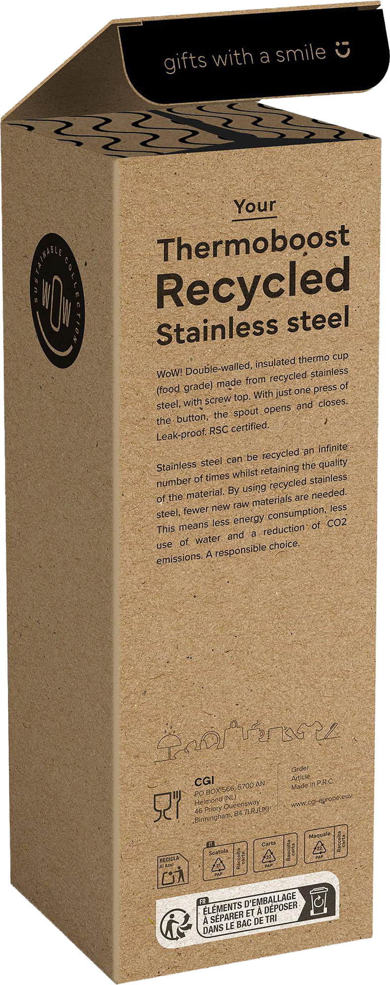 Picture of Recycled steel double walled travel mug (450ml) 