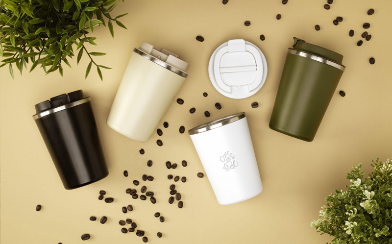 Recycled double walled coffee mug (300 ml) 261734_001 (Black)