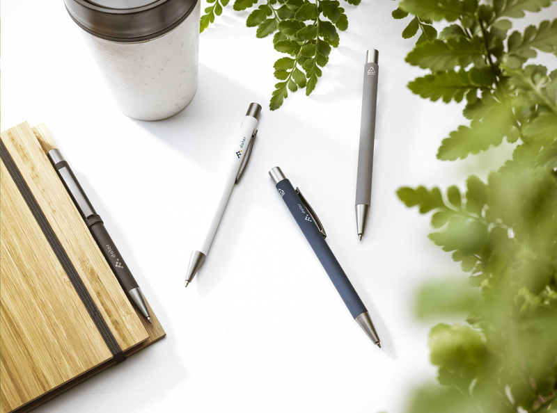 Soft touch recycled aluminium ballpen 262316_002 (White)