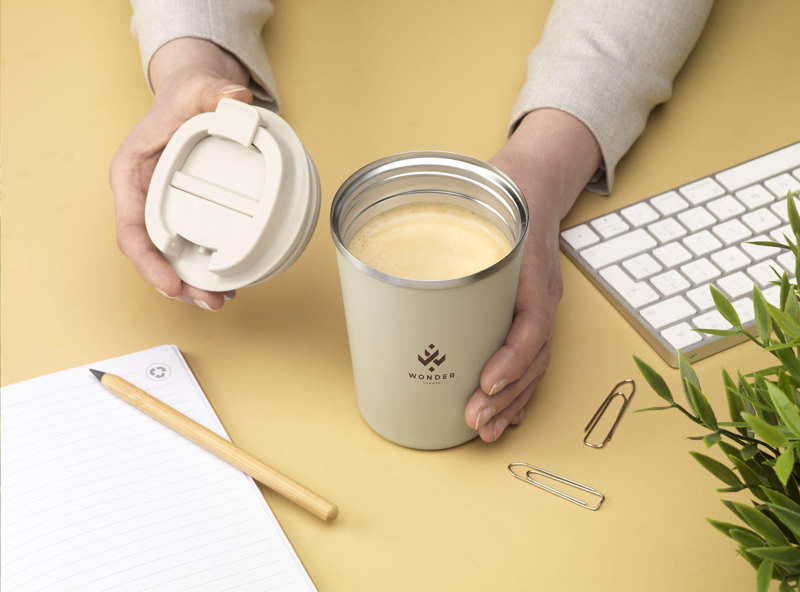 Recycled double walled coffee mug (300 ml) 261734_357 (Beige)