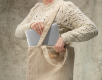 Recycled corduroy laptop bag 1475952_357 (Beige)