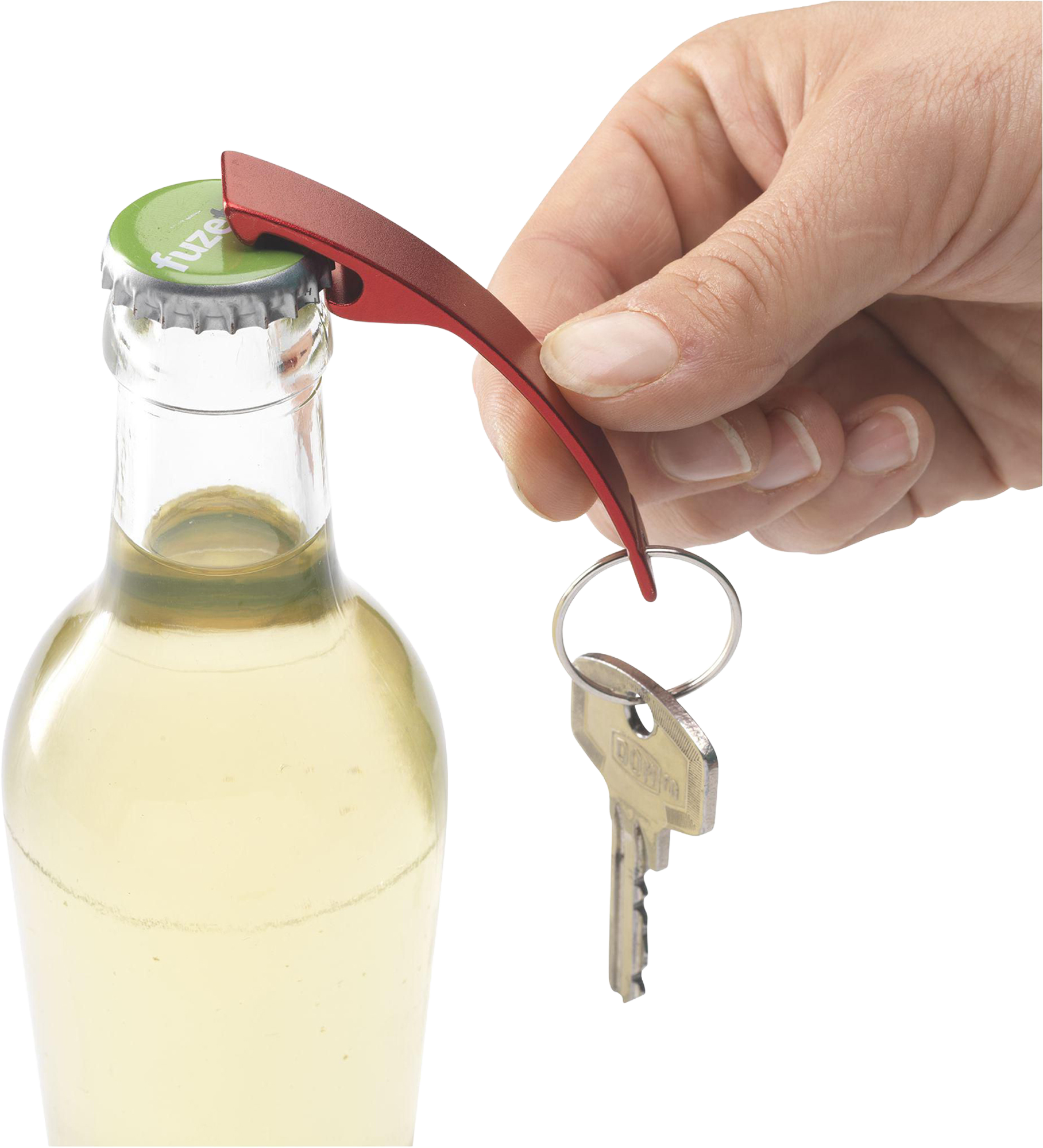 Picture of Recycled aluminium bottle opener keyring