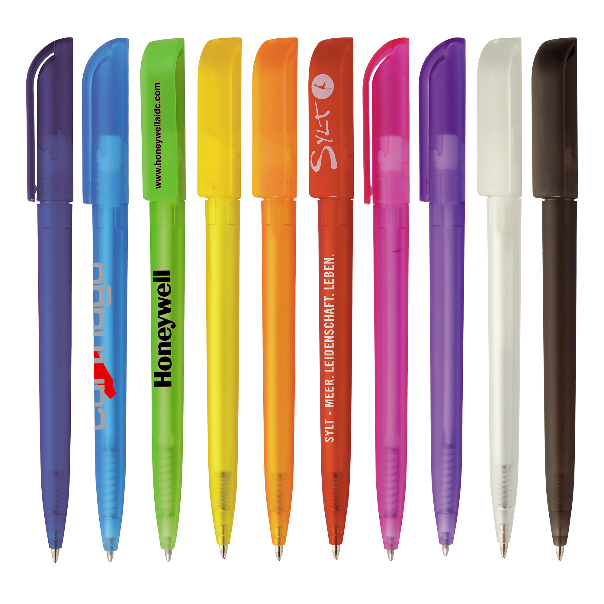 Twist action frosted plastic ballpen