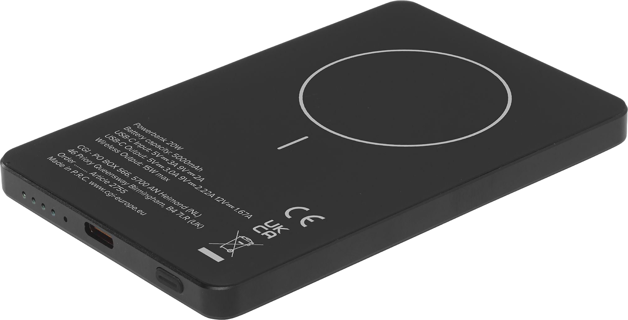 Picture of Wireless recycled aluminium power bank (5,000mAh)