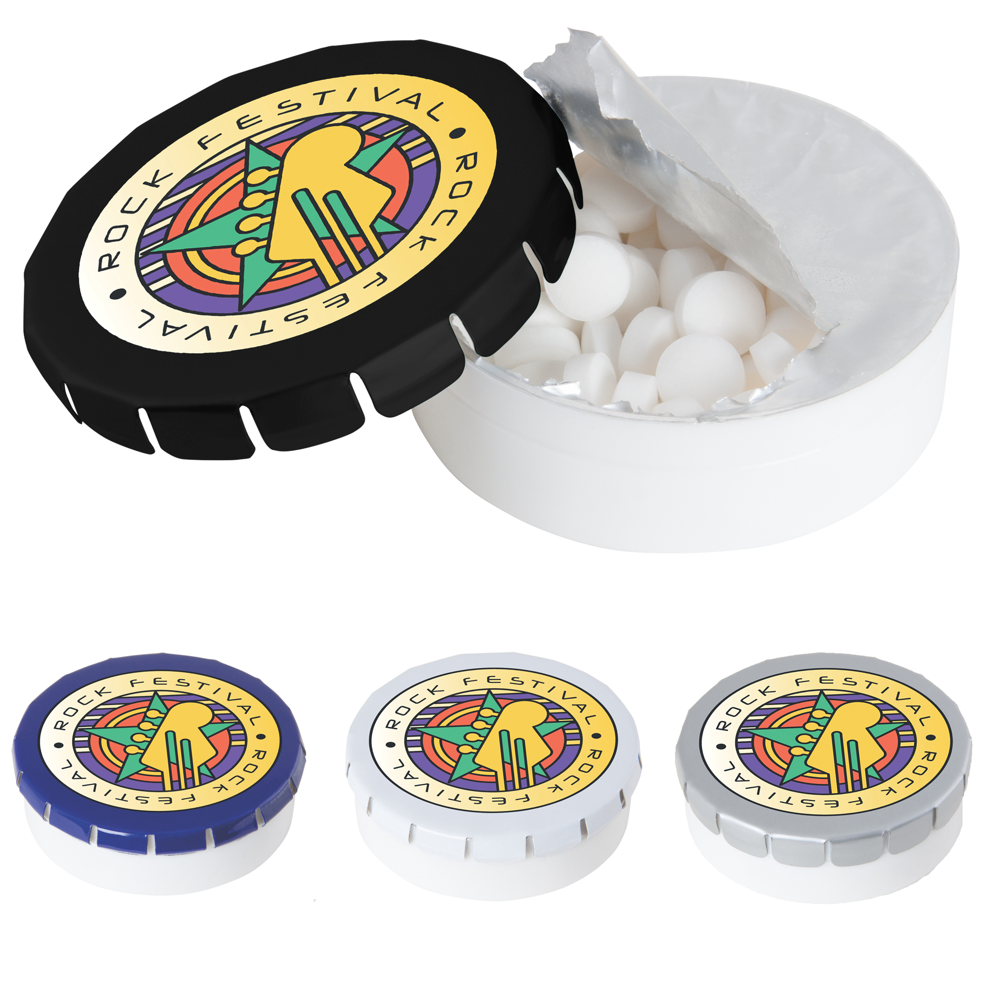 Picture of Round click plastic pot with sugar free mints