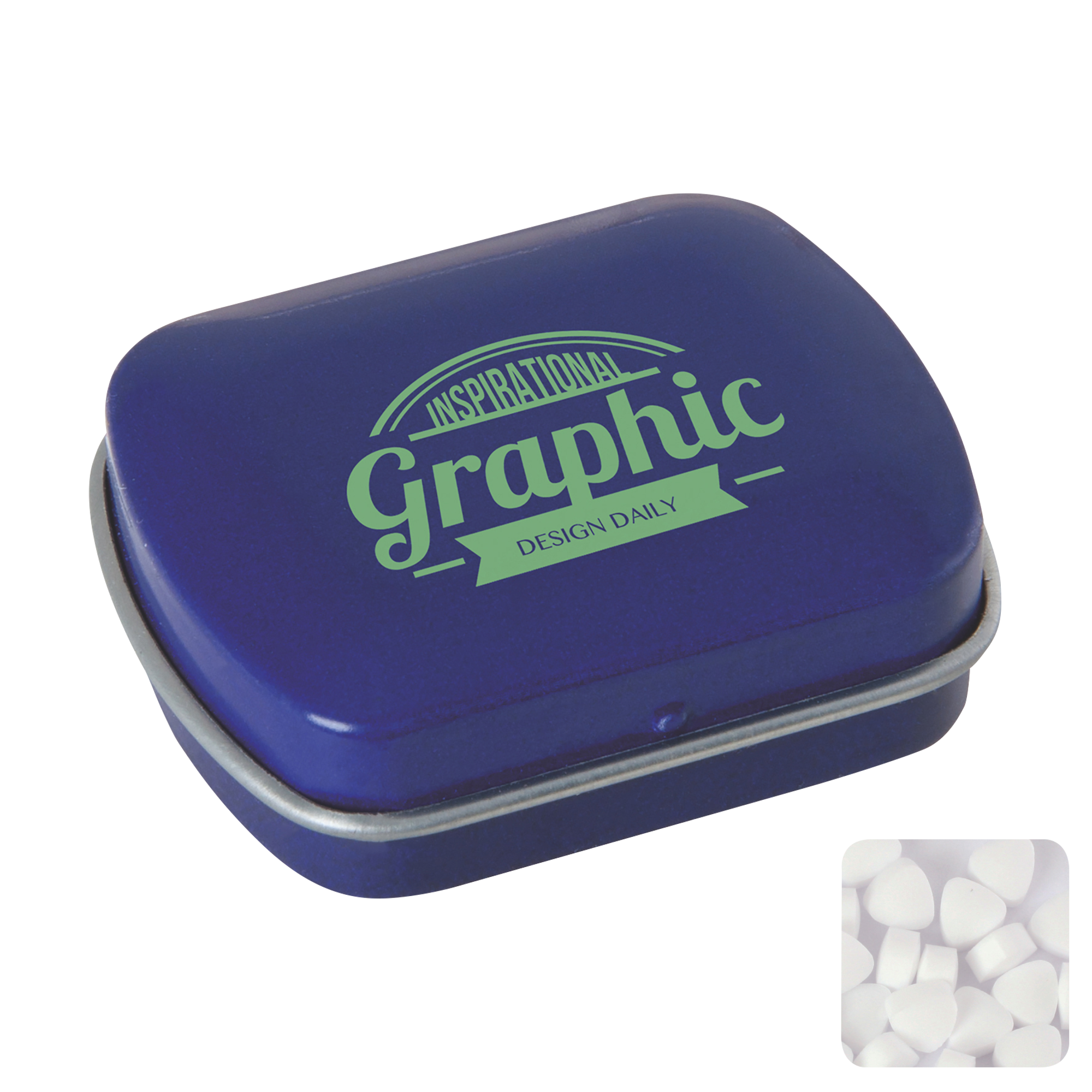 Picture of Small flat hinged tin with sugar free mints