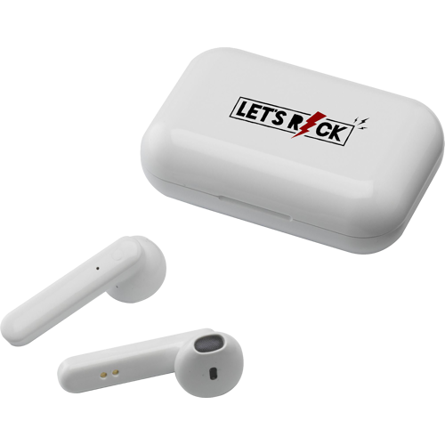 Earbuds in a charging case