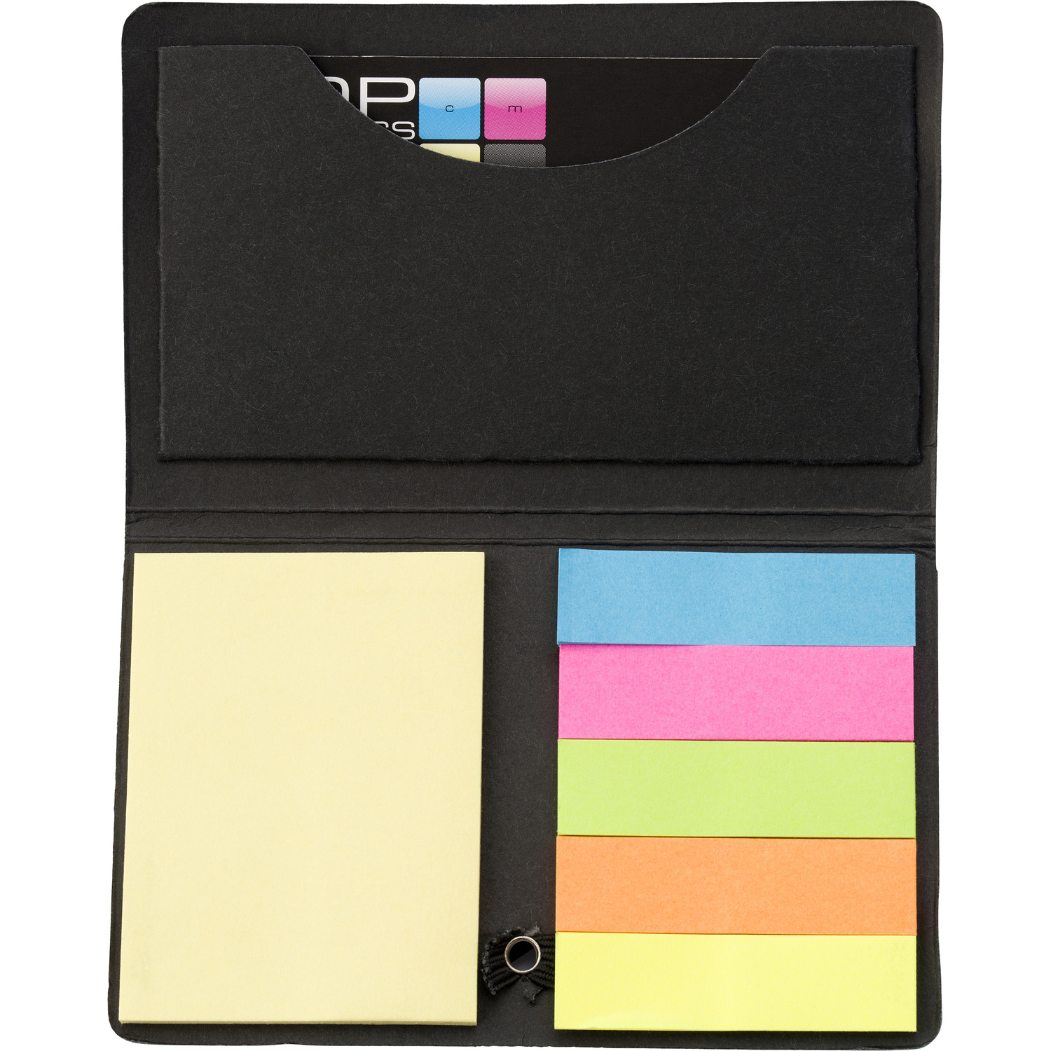 Card case with sticky tabs