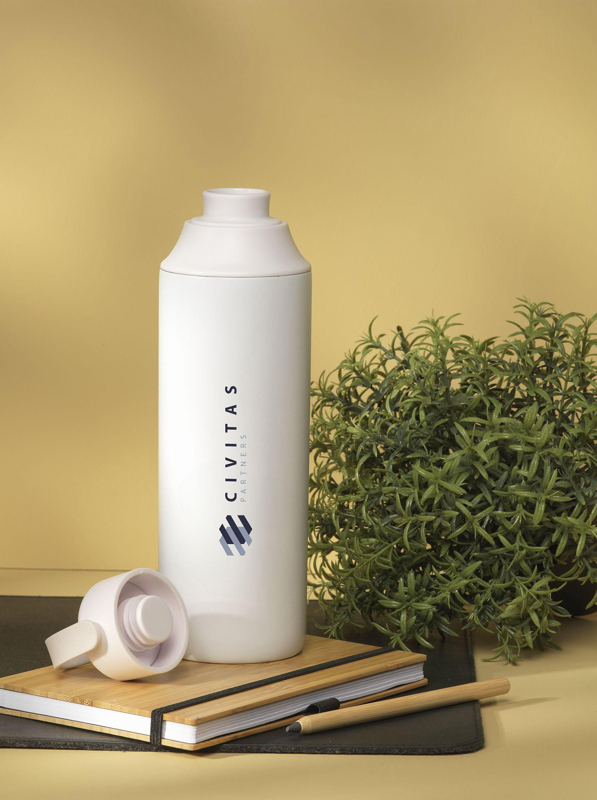 Recycled stainless steel double walled bottle (600ml) 262502_002 (White)