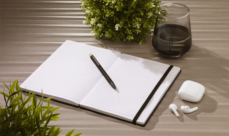 Bamboo cover notebook with naked spine (approx. A5) 264029_001 (Black)
