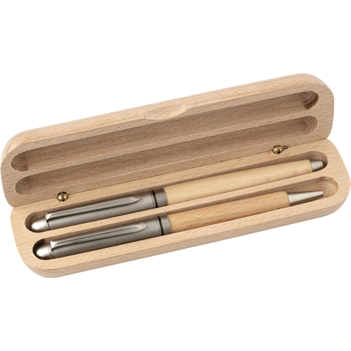 Beech wood writing set