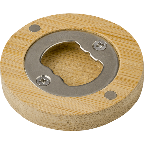 Bamboo magnet with bottle opener